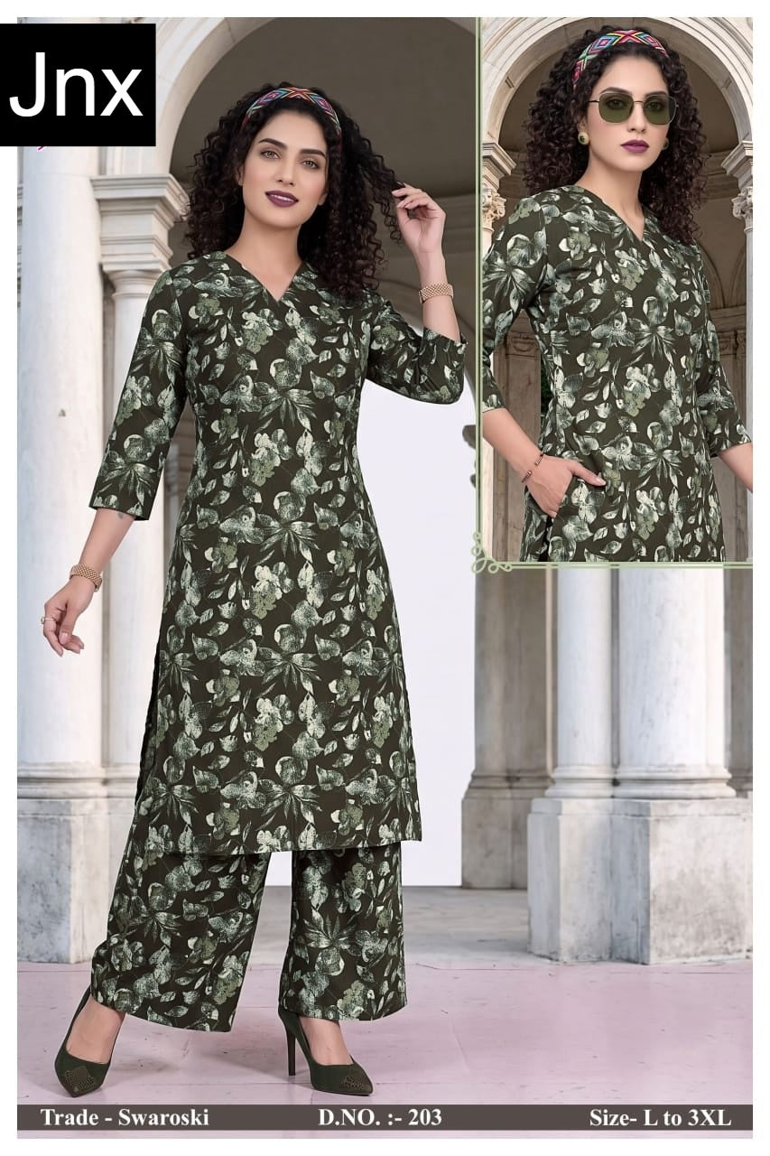 Swaroski Jnx Rayon 22Kg Kurti Plazzo Set Exporter Ahmedabad