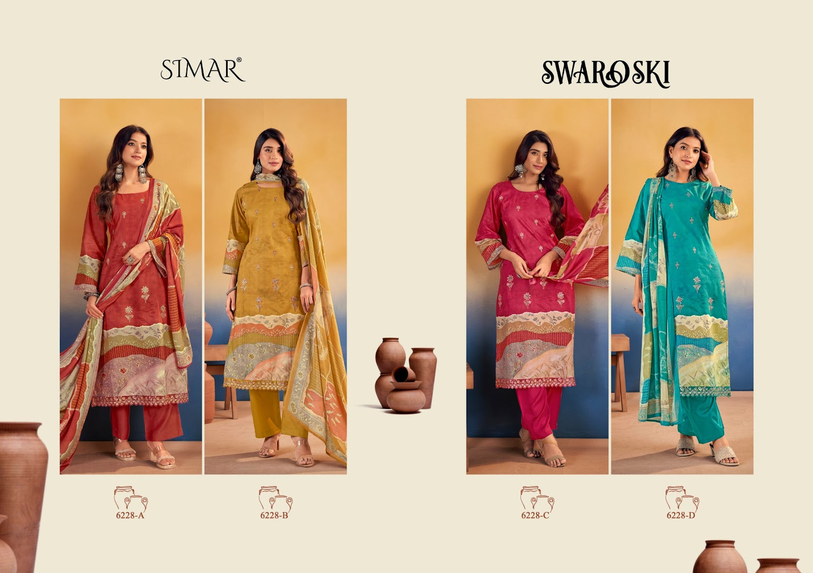 Swaroski Simar Lawn Cotton Pant Style Suits Exporter Gujarat