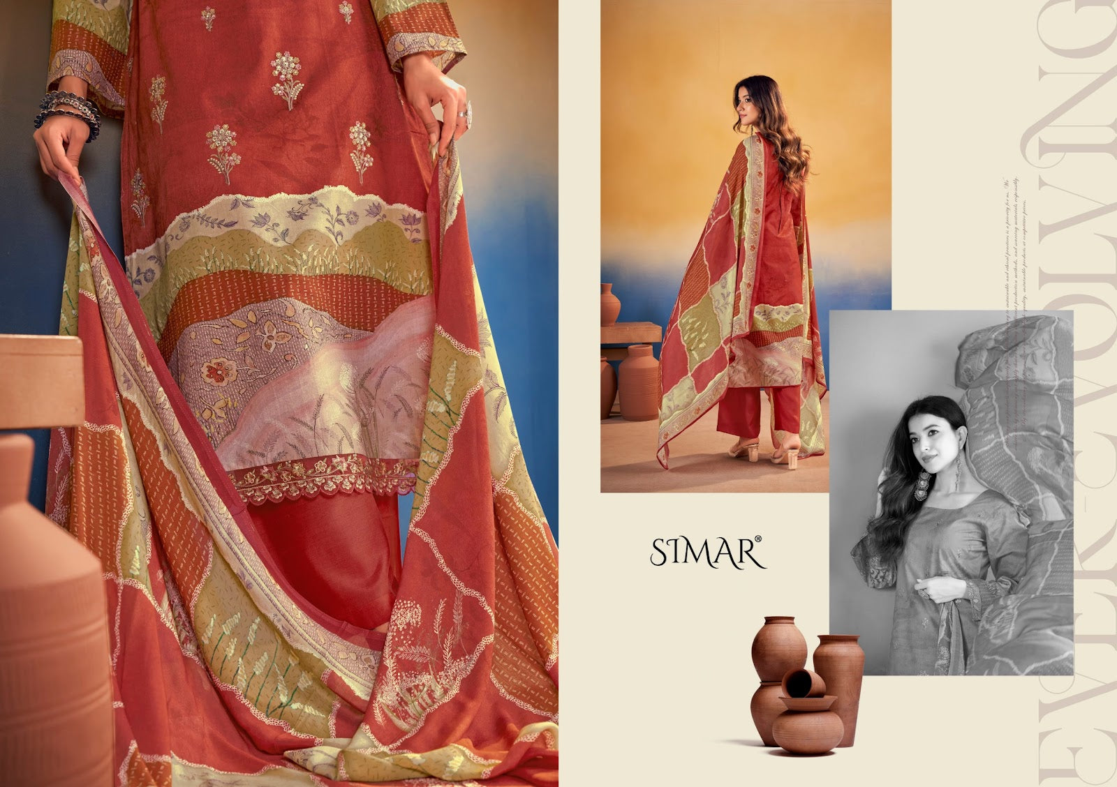 Swaroski Simar Lawn Cotton Pant Style Suits Exporter Gujarat