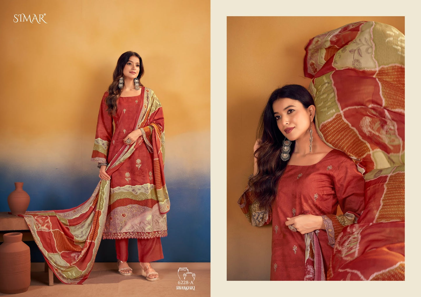 Swaroski Simar Lawn Cotton Pant Style Suits Exporter Gujarat