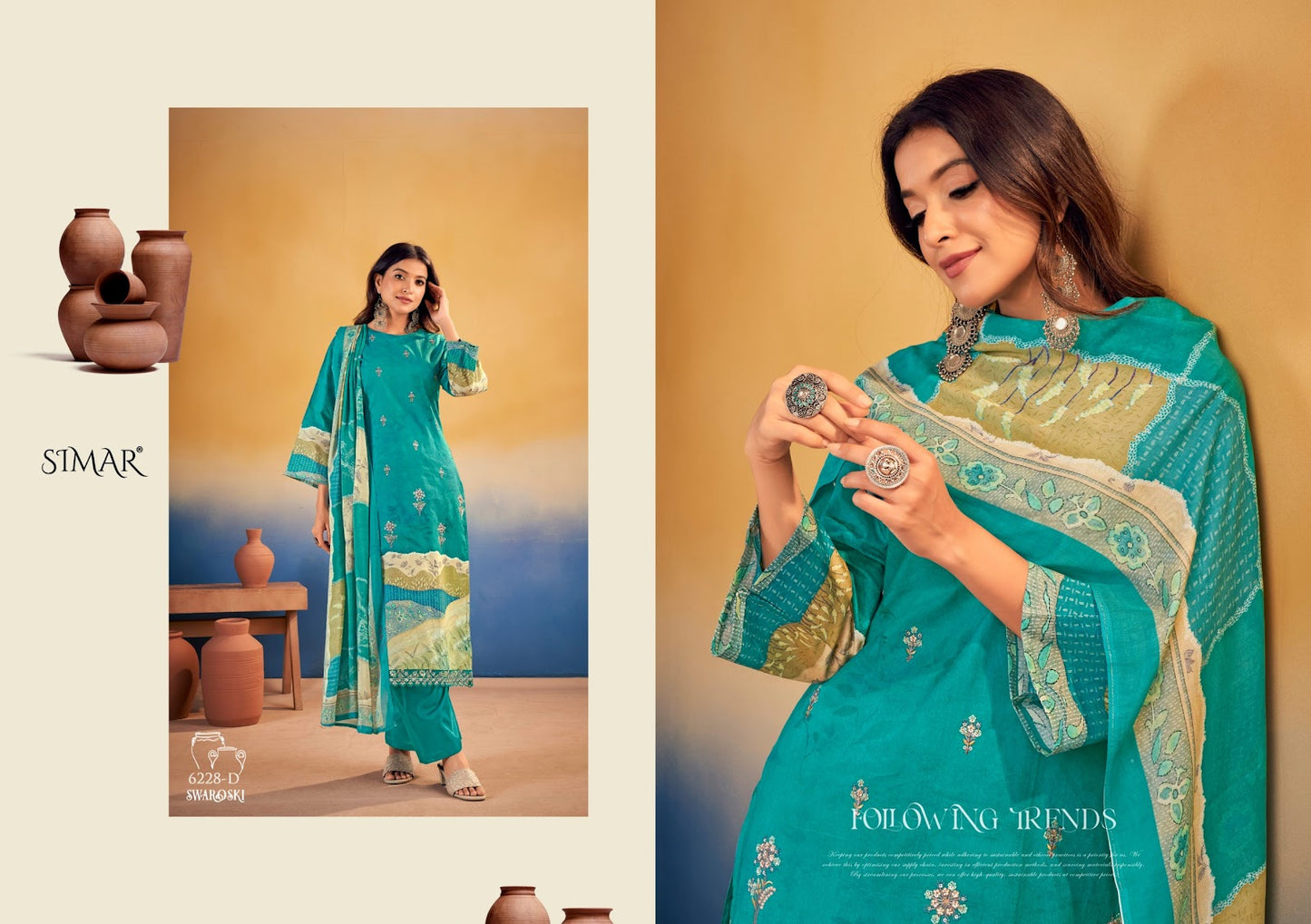 Swaroski Simar Lawn Cotton Pant Style Suits Exporter Gujarat