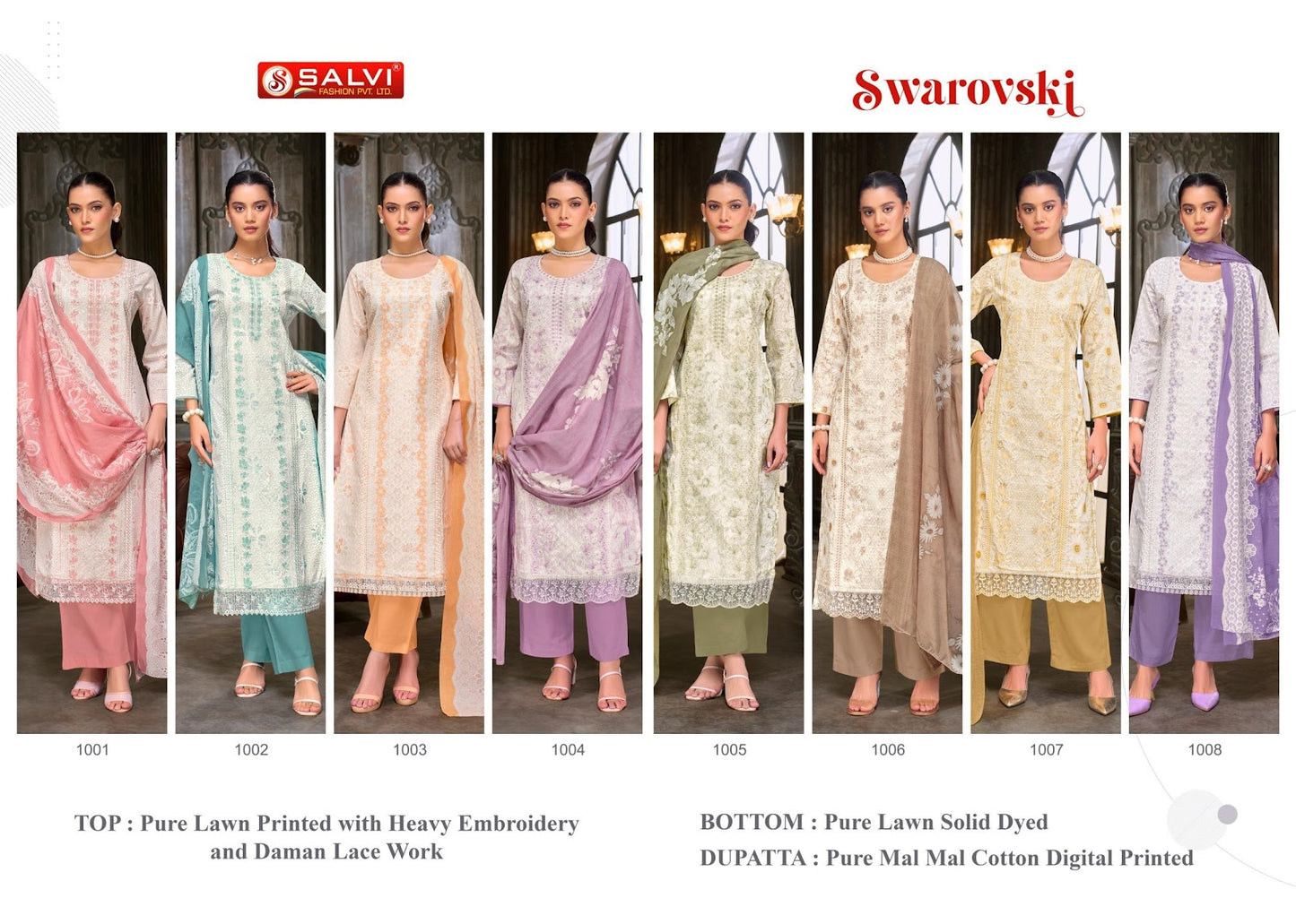 Swarovski Salvi Fashion Lawn Pant Style Suits Wholesaler India