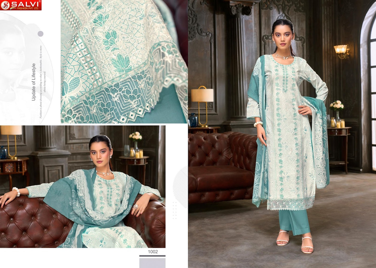 Swarovski Salvi Fashion Lawn Pant Style Suits Wholesaler India