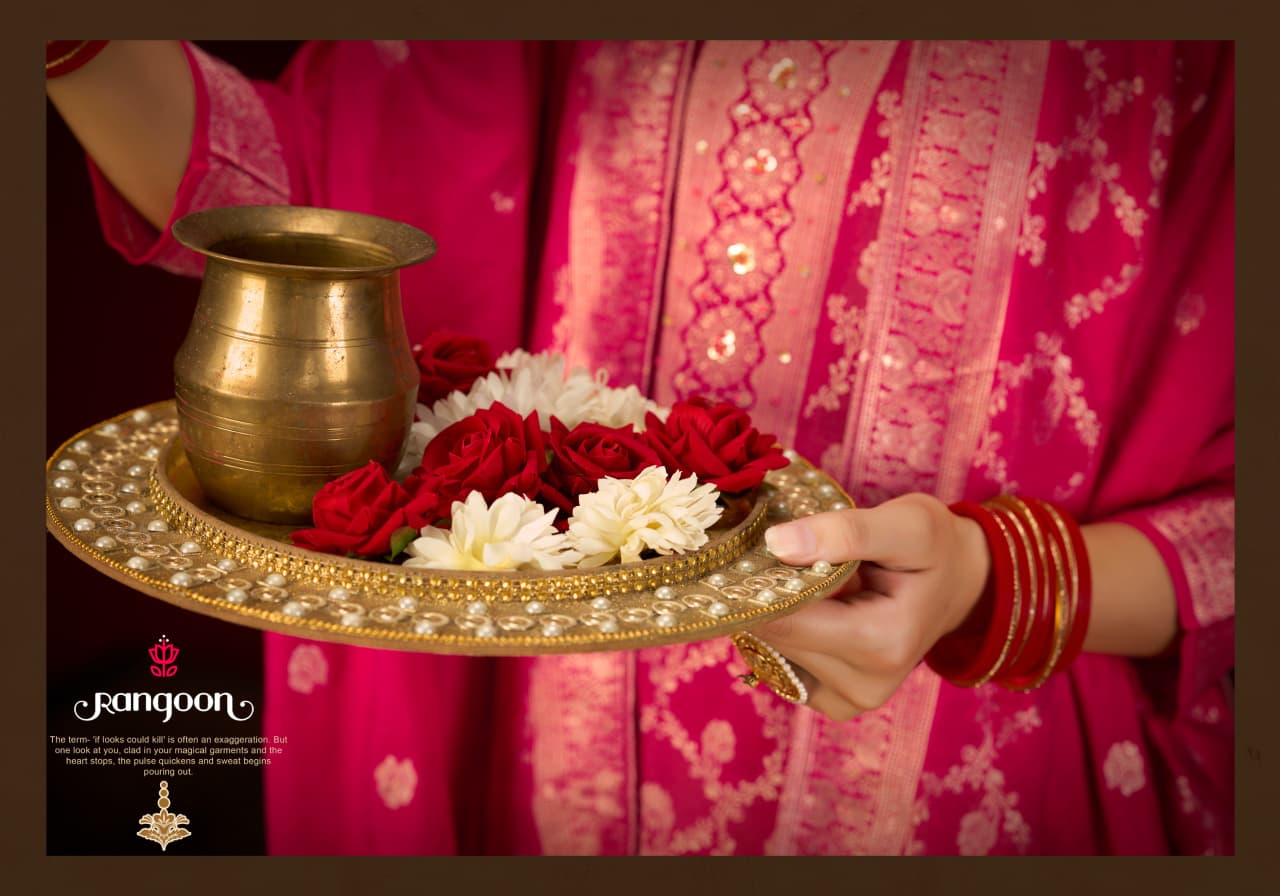 Swastik New Rangoon Russian Jacquard Readymade Pant Style Suits Wholesaler Gujarat