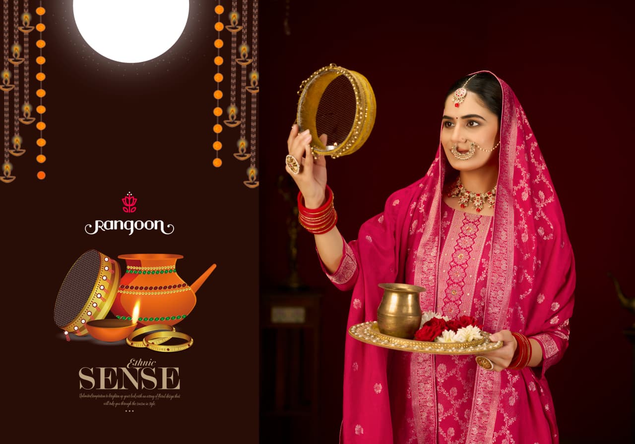 Swastik New Rangoon Russian Jacquard Readymade Pant Style Suits Wholesaler Gujarat