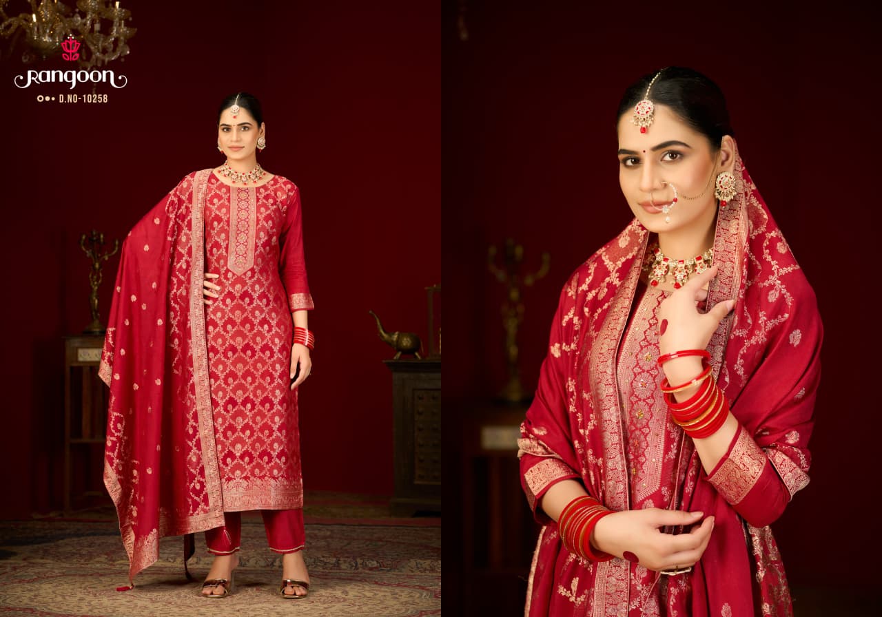 Swastik New Rangoon Russian Jacquard Readymade Pant Style Suits Wholesaler Gujarat