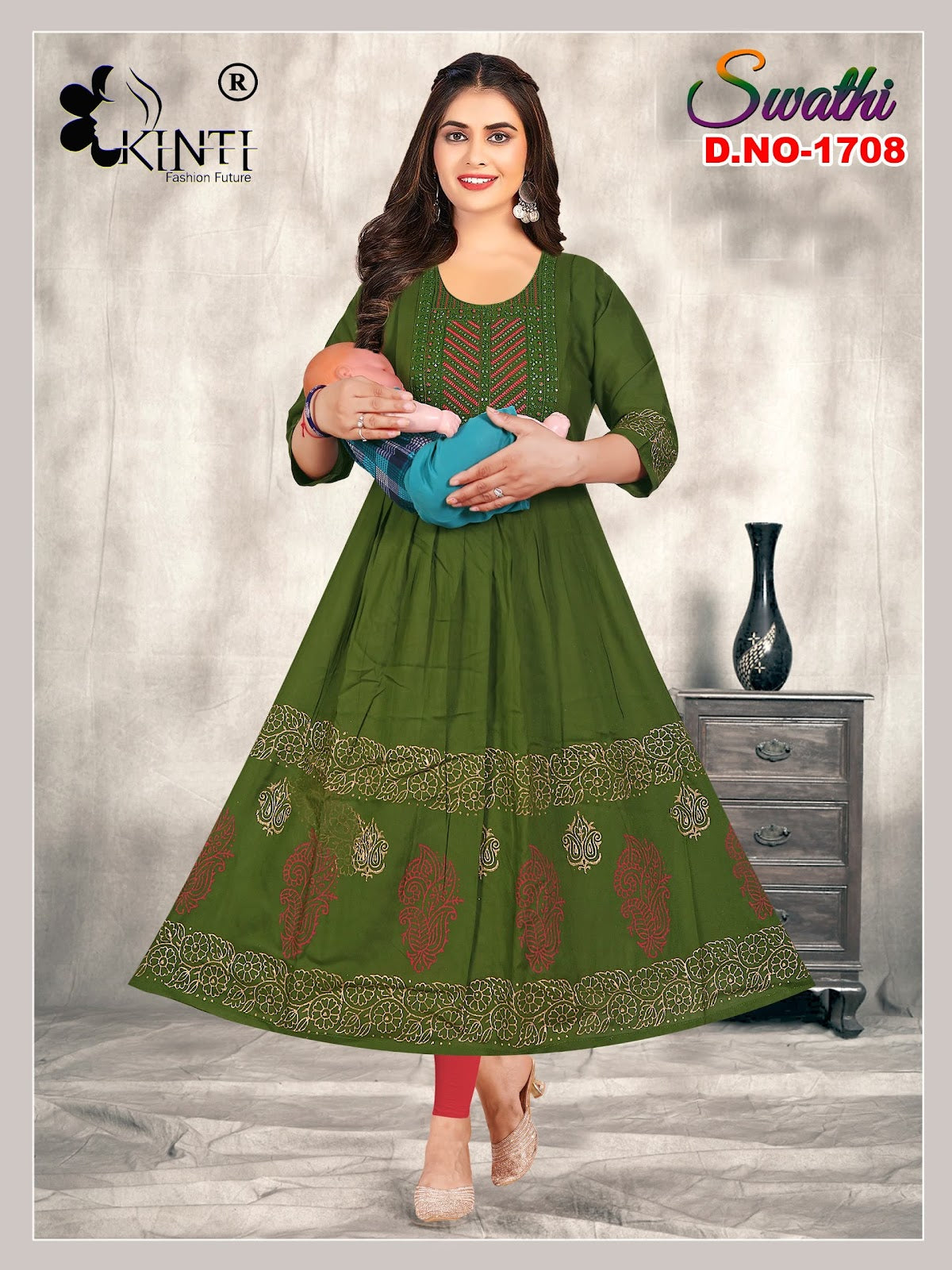 Swathi Vol 17 Kinti Rayon 14Kg Feeding Kurtis Wholesaler Ahmedabad