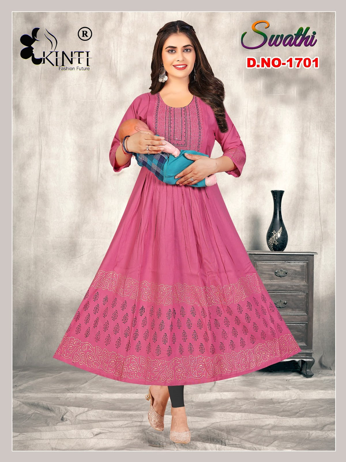Swathi Vol 17 Kinti Rayon 14Kg Feeding Kurtis Wholesaler Ahmedabad