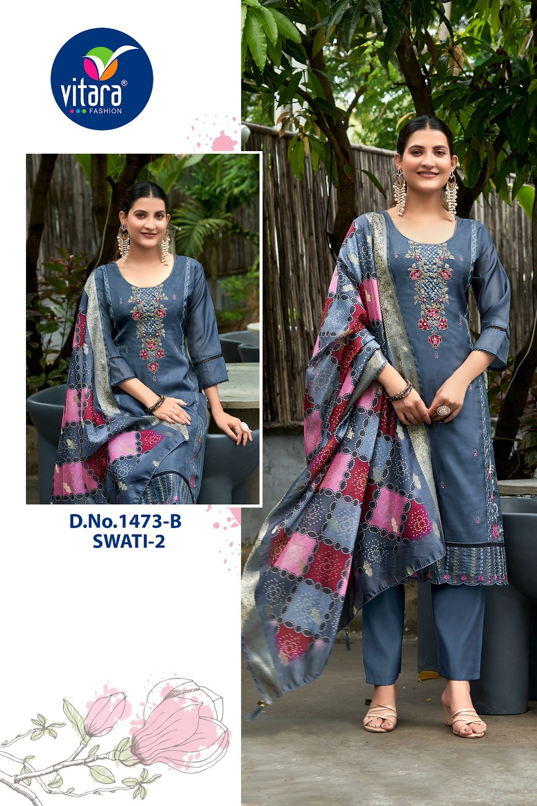 Swati 2 Vitara Organza Readymade Pant Style Suits Exporter