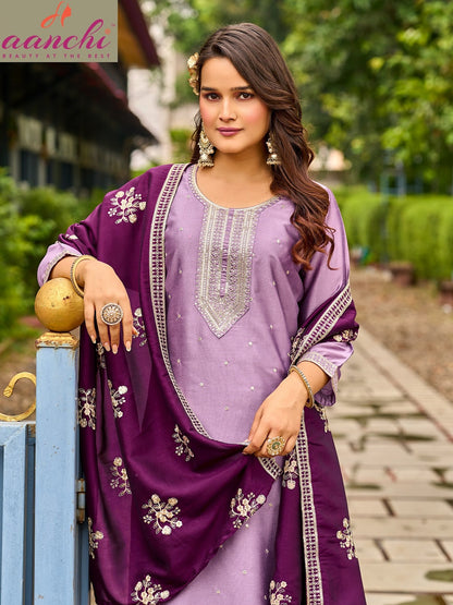 Swati Aanchi Crystal Silk Readymade Pant Style Suits Manufacturer Gujarat