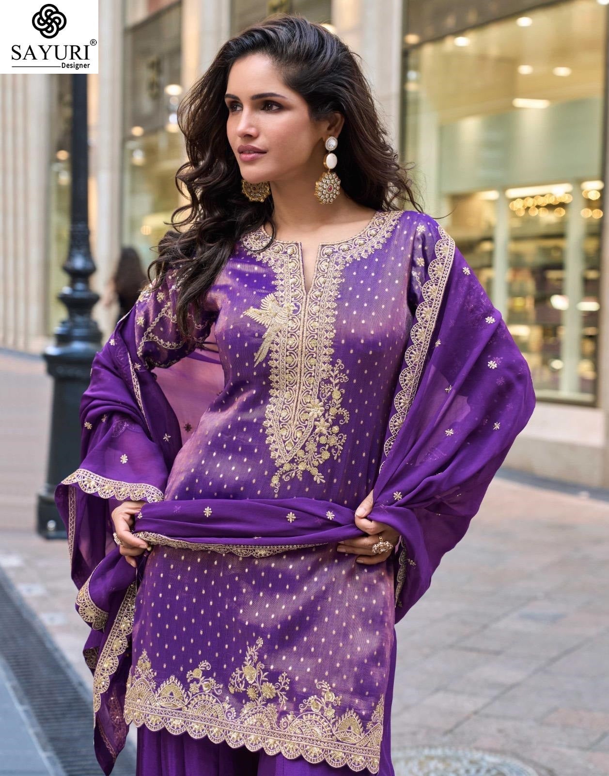 Swati Sayuri Jacquard Silk Readymade Suits Wholesaler India