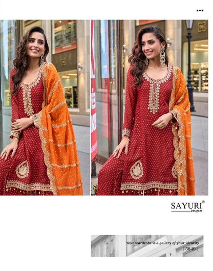 Swati Sayuri Jacquard Silk Readymade Suits Wholesaler India