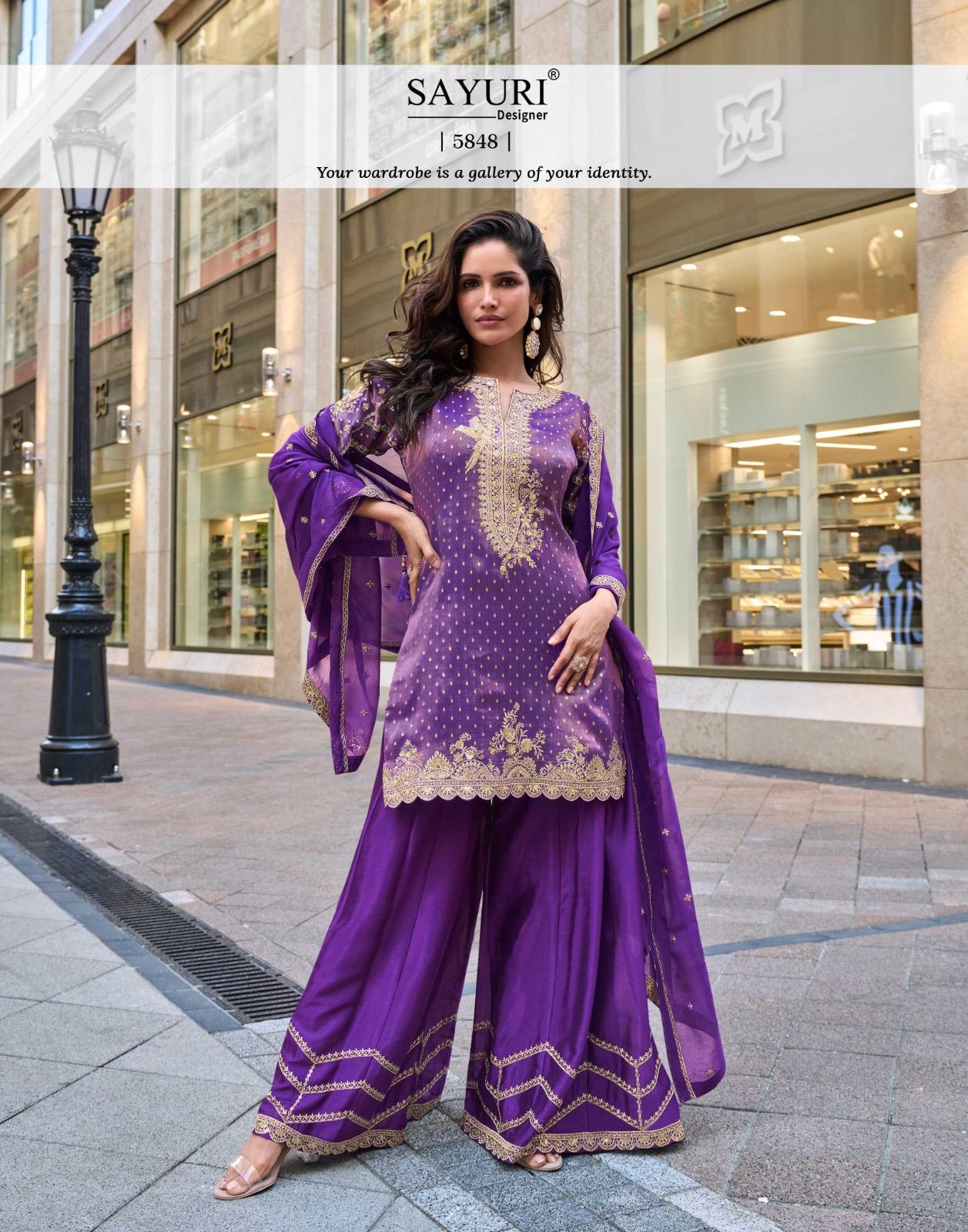 Swati Sayuri Jacquard Silk Readymade Suits Wholesaler India