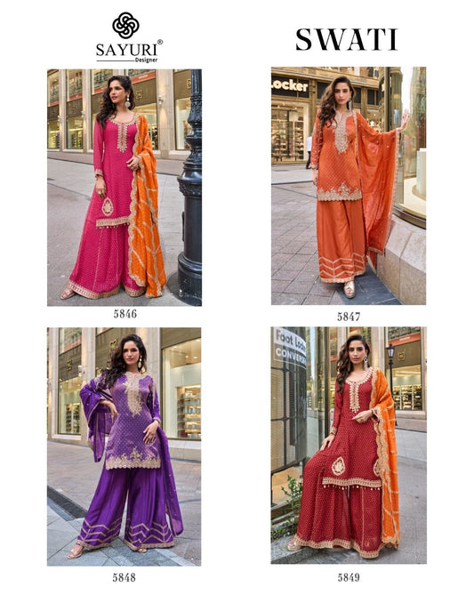 Swati Sayuri Jacquard Silk Readymade Suits Wholesaler India