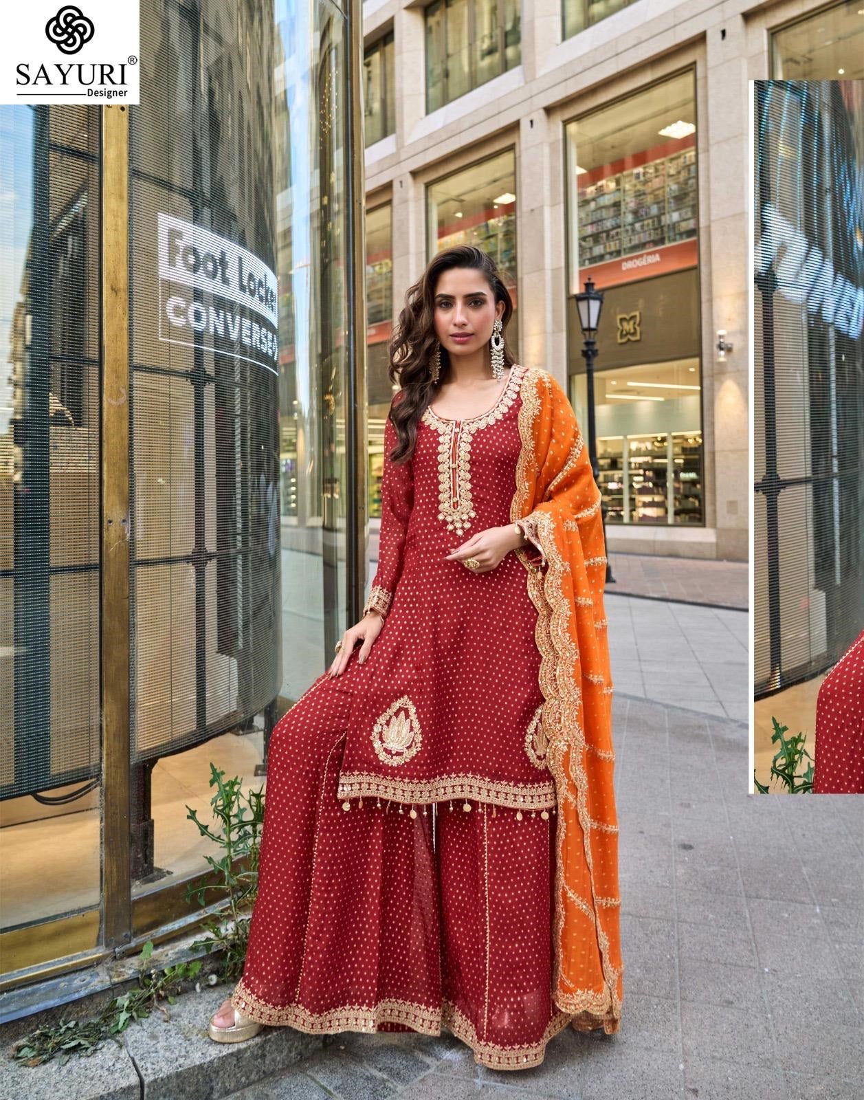 Swati Sayuri Jacquard Silk Readymade Suits Wholesaler India