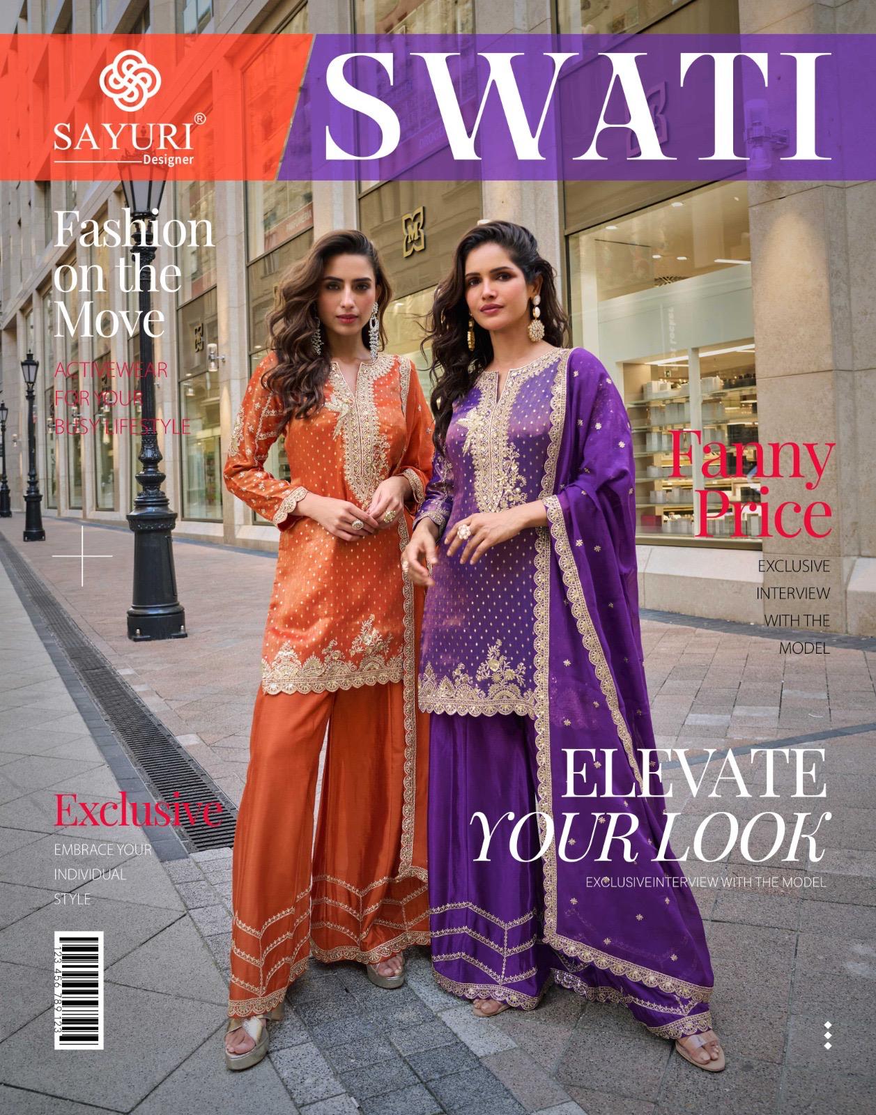 Swati Sayuri Jacquard Silk Readymade Suits Wholesaler India