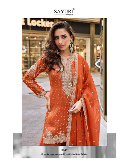 Swati Sayuri Jacquard Silk Readymade Suits Wholesaler India