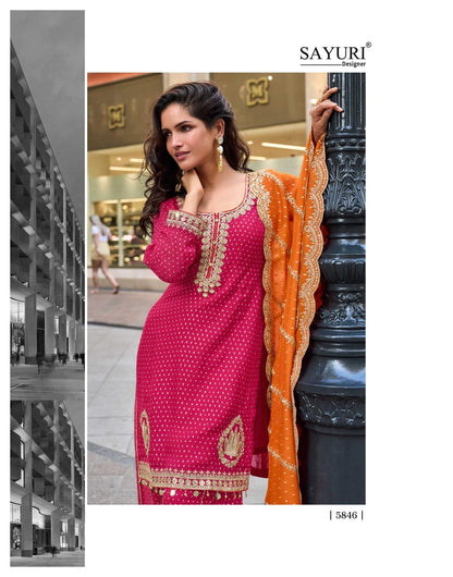 Swati Sayuri Jacquard Silk Readymade Suits Wholesaler India