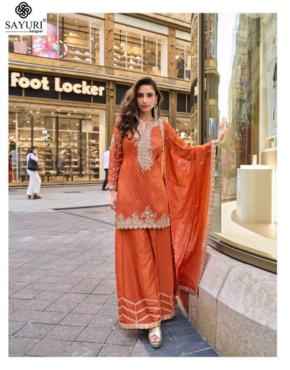 Swati Sayuri Jacquard Silk Readymade Suits Wholesaler India