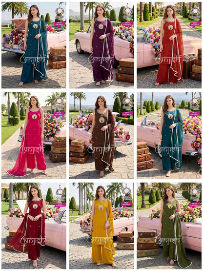 Swati Vol 1 Anjish Dhabu Cotton Readymade Plazzo Style Suits Wholesale Price
