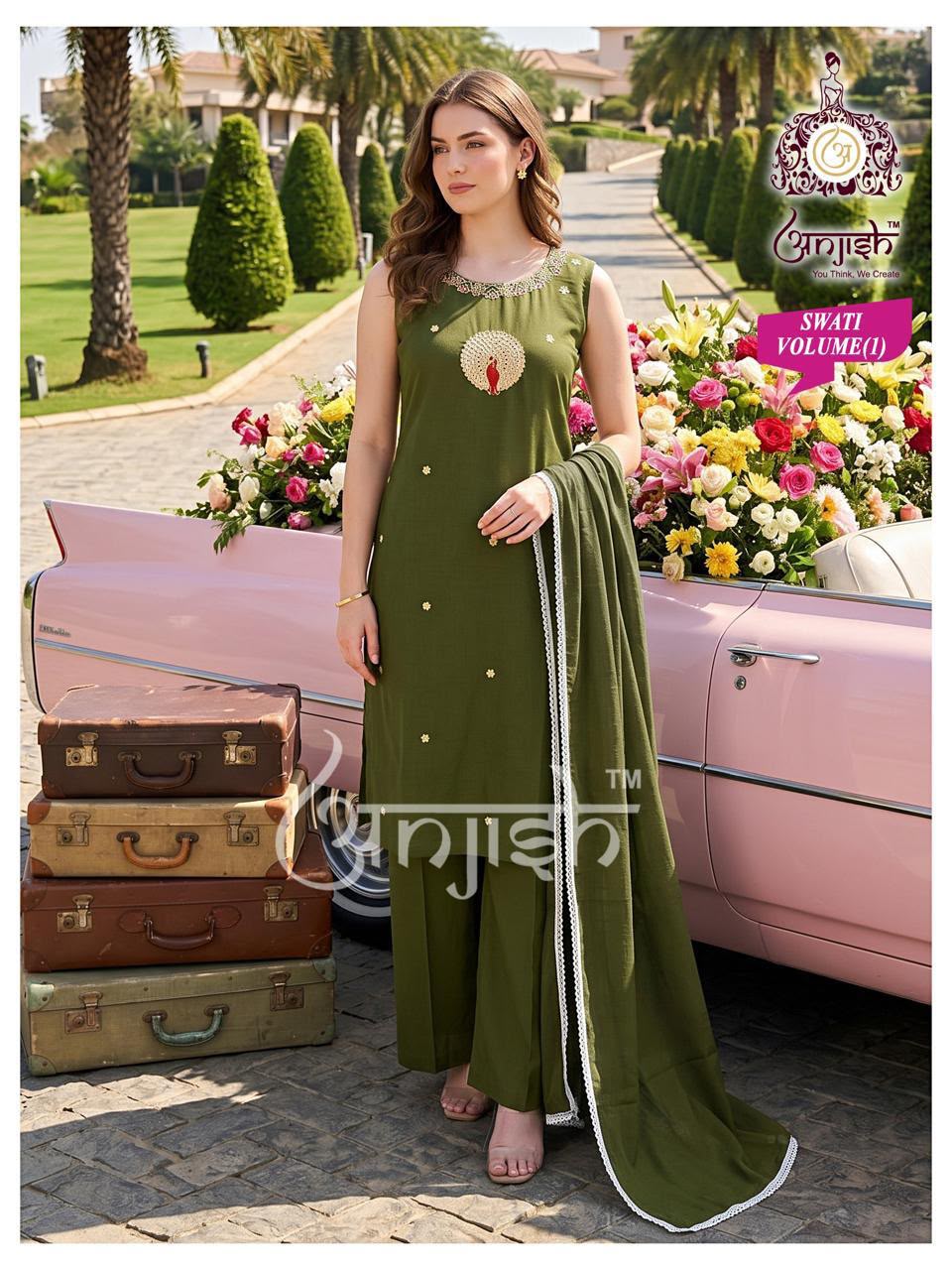 Swati Vol 1 Anjish Dhabu Cotton Readymade Plazzo Style Suits Wholesale Price