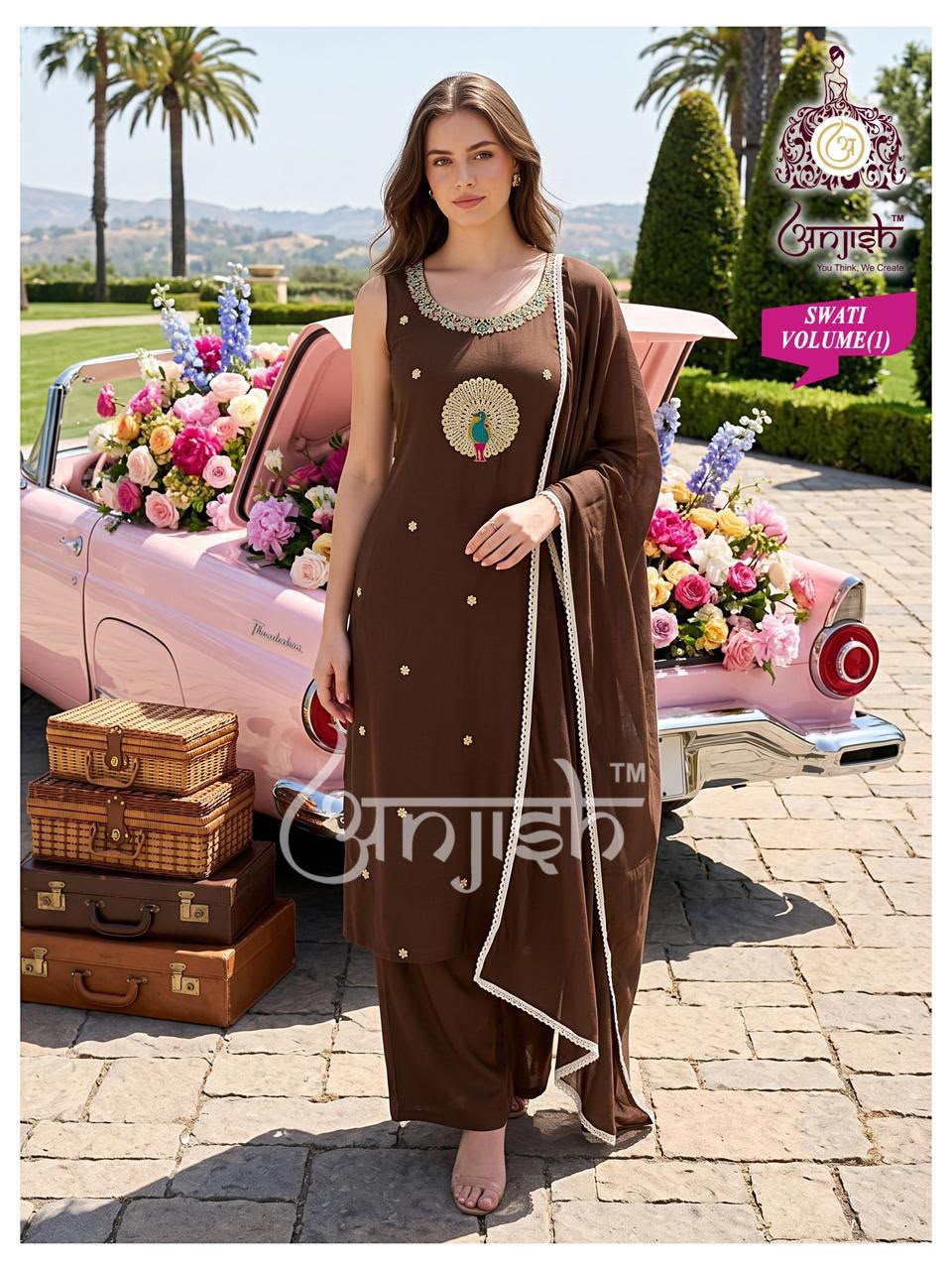 Swati Vol 1 Anjish Dhabu Cotton Readymade Plazzo Style Suits Wholesale Price