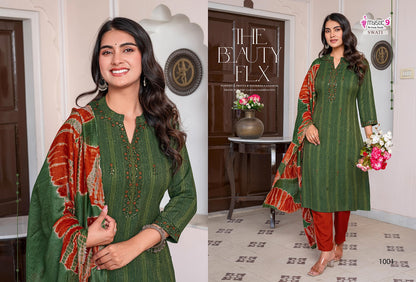Swati Vol 1 Mystic 9 Rayon Dobby Readymade Pant Style Suits Manufacturer