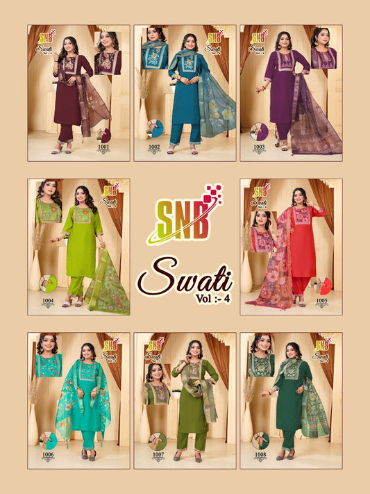 Swati Vol 4 Snb Roman Silk Readymade Pant Style Suits Exporter