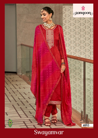 Swayamvar Rangoon Premium Silk Readymade Pant Style Suits Wholesaler