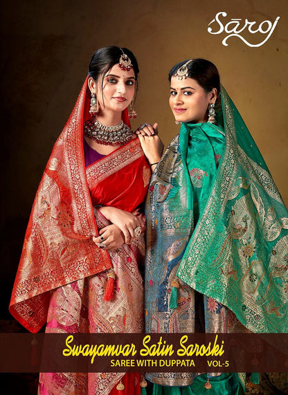 Swayamvar Satin Saroski Vol 5 Saroj Sarees Wholesale