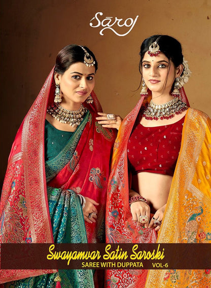 Swayamvar Satin Saroski Vol 6 Saroj Sarees Manufacturer