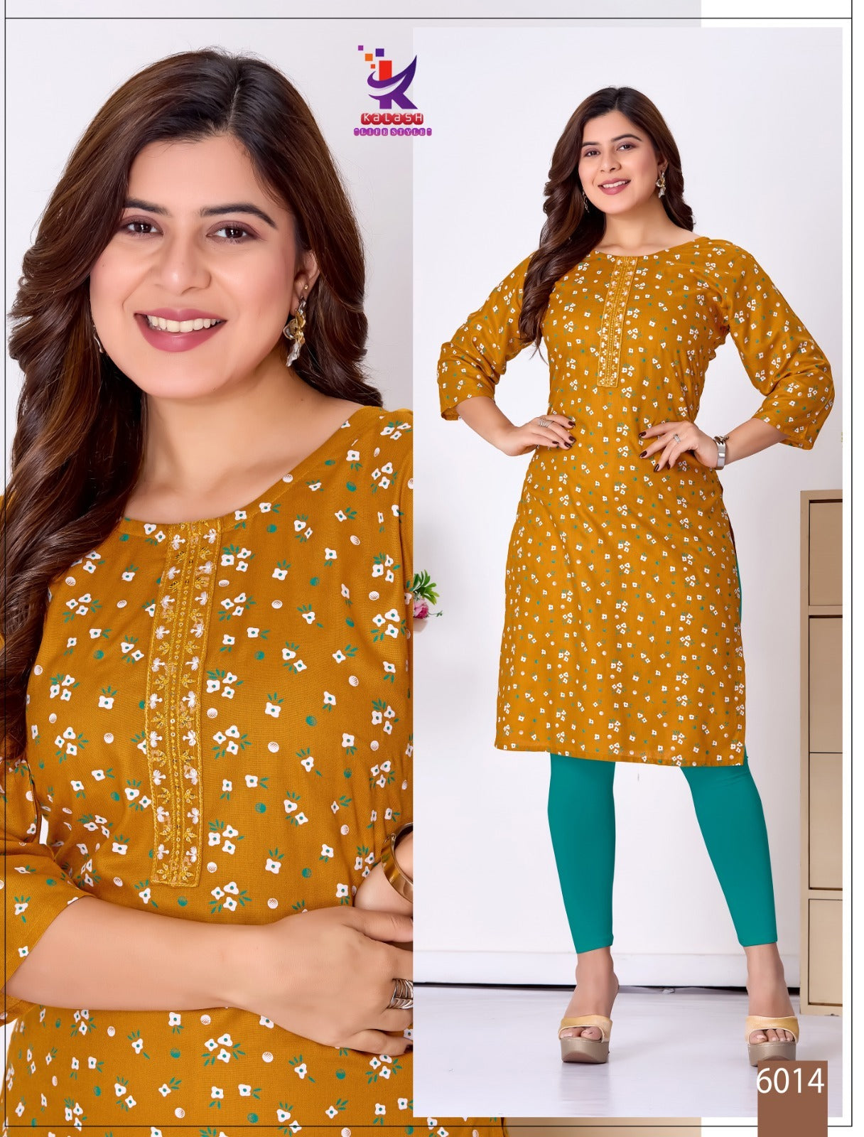 Sweet Glow 5 Mlm Kalash Lifestyle Rayon 14Kg Knee Length Kurtis Wholesale Rate