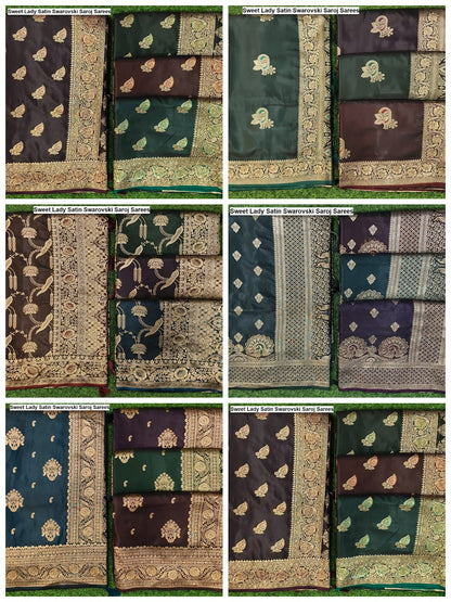 Sweet Lady Satin Swarovski Saroj Sarees Wholesale Rate