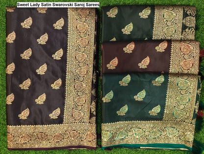 Sweet Lady Satin Swarovski Saroj Sarees Wholesale Rate
