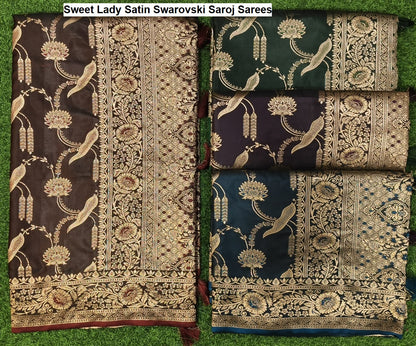 Sweet Lady Satin Swarovski Saroj Sarees Wholesale Rate