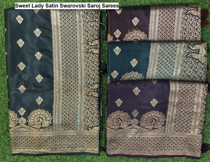 Sweet Lady Satin Swarovski Saroj Sarees Wholesale Rate