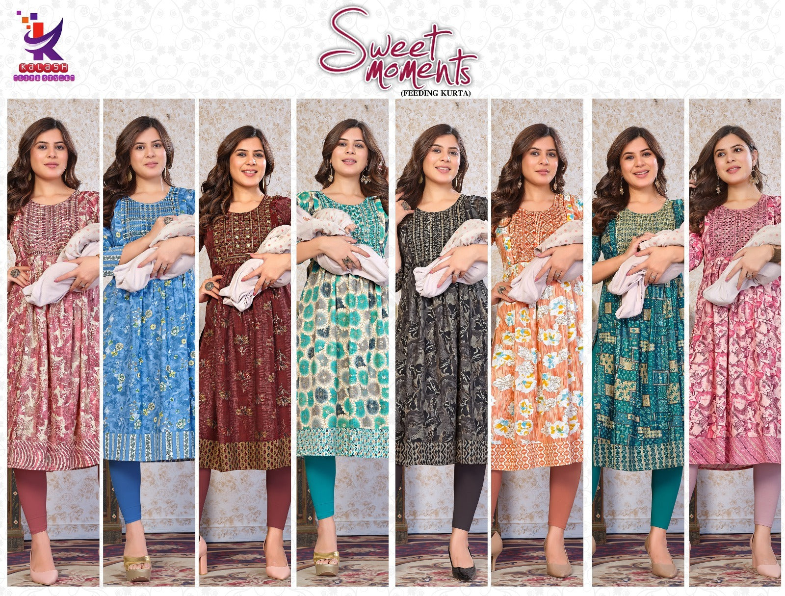 Sweet Moments Mlm Kalash Lifestyle Rayon 14Kg Feeding Kurtis