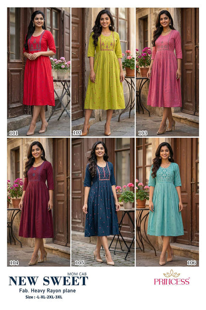 Sweet Princess Creation Heavy Rayon Feeding Kurtis Wholesaler