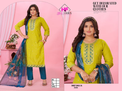 Sweet Smile Vol 24 Hinal Fashion Roman Silk Readymade Pant Style Suits Exporter Ahmedabad