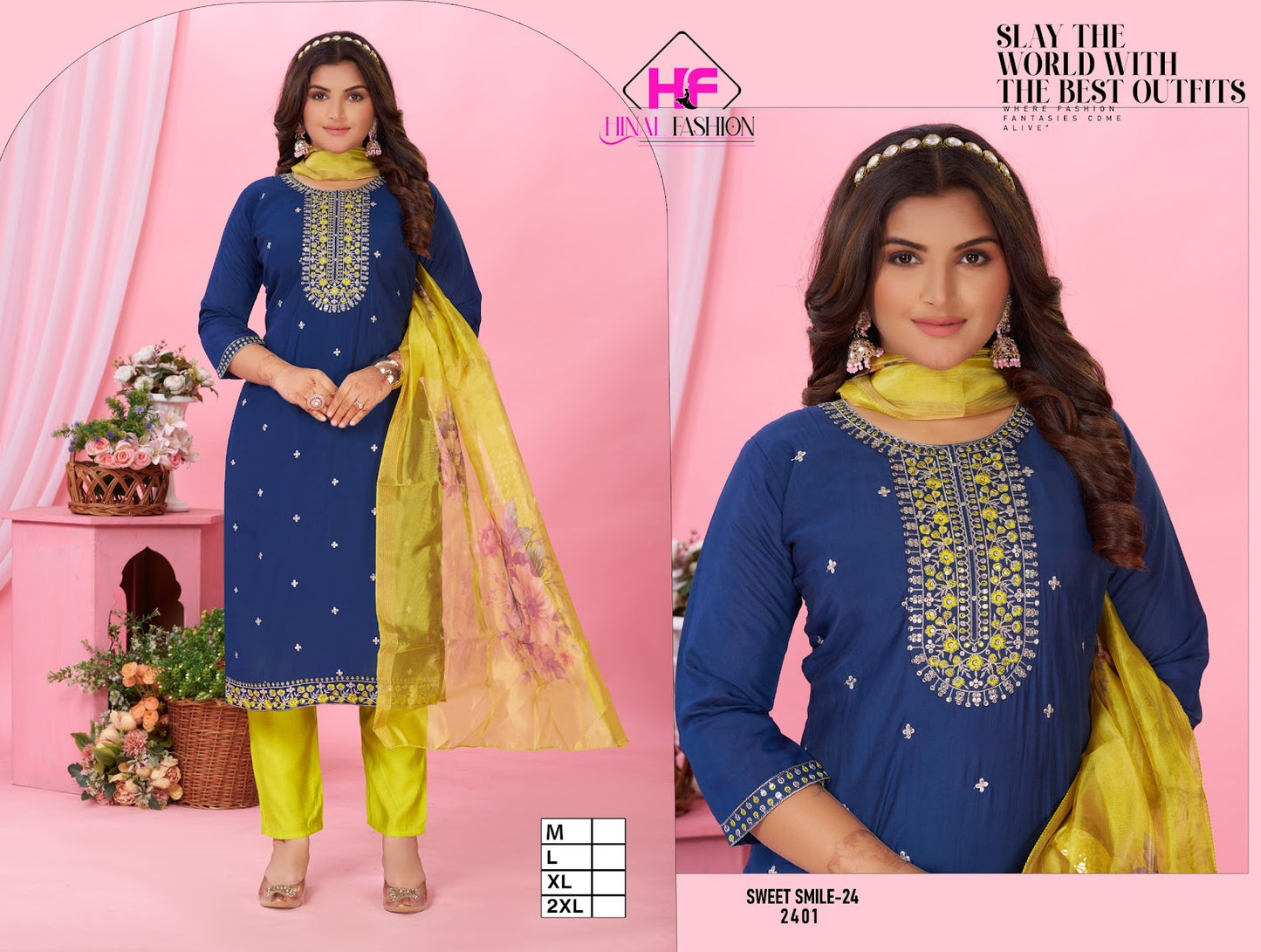 Sweet Smile Vol 24 Hinal Fashion Roman Silk Readymade Pant Style Suits Exporter Ahmedabad