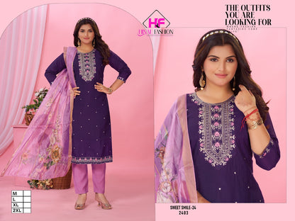 Sweet Smile Vol 24 Hinal Fashion Roman Silk Readymade Pant Style Suits Exporter Ahmedabad