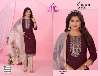 Sweet Smile Vol 24 Hinal Fashion Roman Silk Readymade Pant Style Suits Exporter Ahmedabad