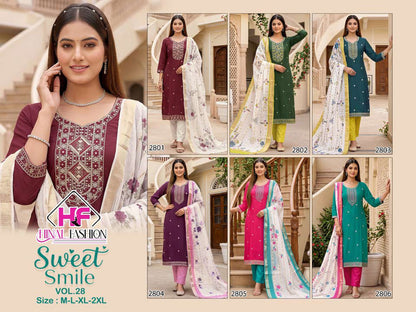 Sweet Smile Vol 28 Hinal Fashion Roman Silk Readymade Pant Style Suits Wholesale Price