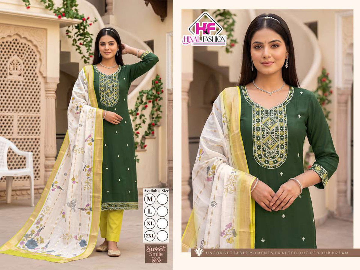 Sweet Smile Vol 28 Hinal Fashion Roman Silk Readymade Pant Style Suits Wholesale Price