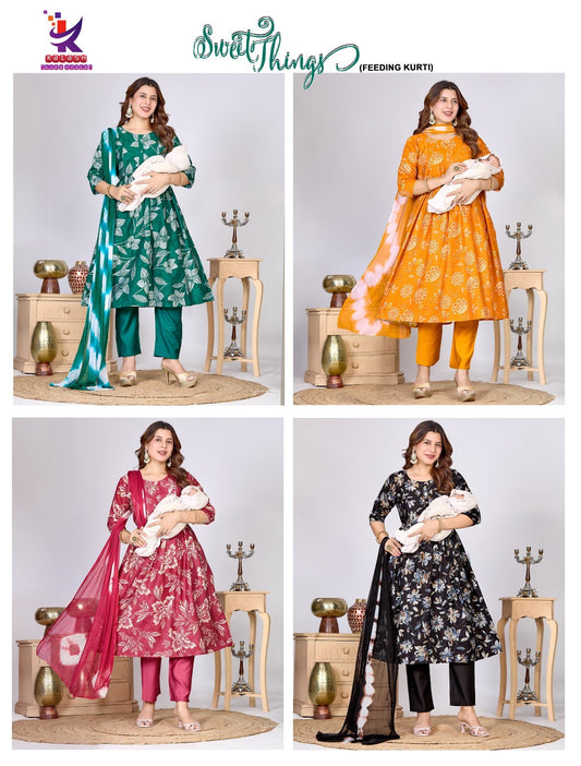 Sweet Things Mlm Kalash Lifestyle Vertican Feeding Readymade Suit Wholesale Price