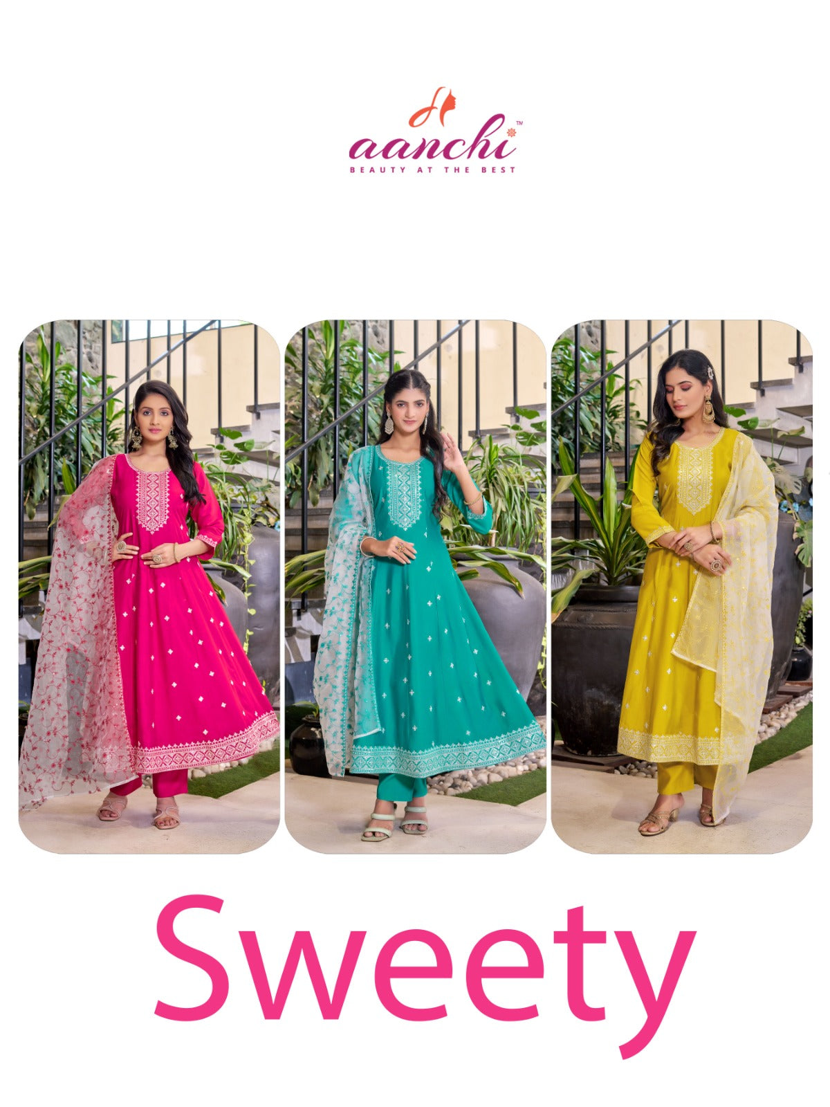 Sweety Aanchi Roman Silk Readymade Anarkali Suits Manufacturer India