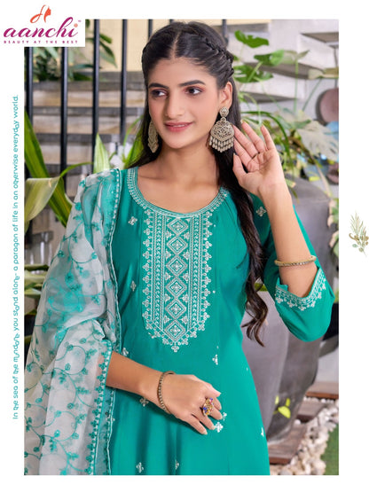 Sweety Aanchi Roman Silk Readymade Anarkali Suits Manufacturer India