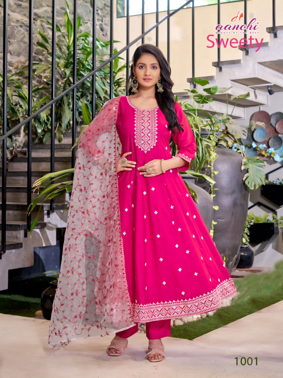 Sweety Aanchi Roman Silk Readymade Anarkali Suits Manufacturer India