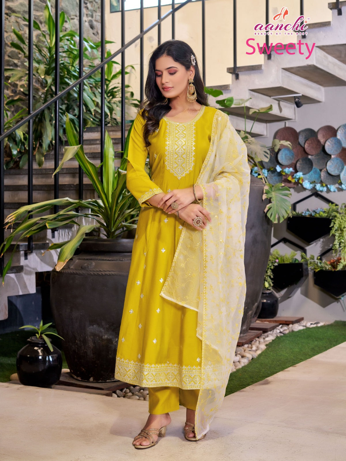 Sweety Aanchi Roman Silk Readymade Anarkali Suits Manufacturer India