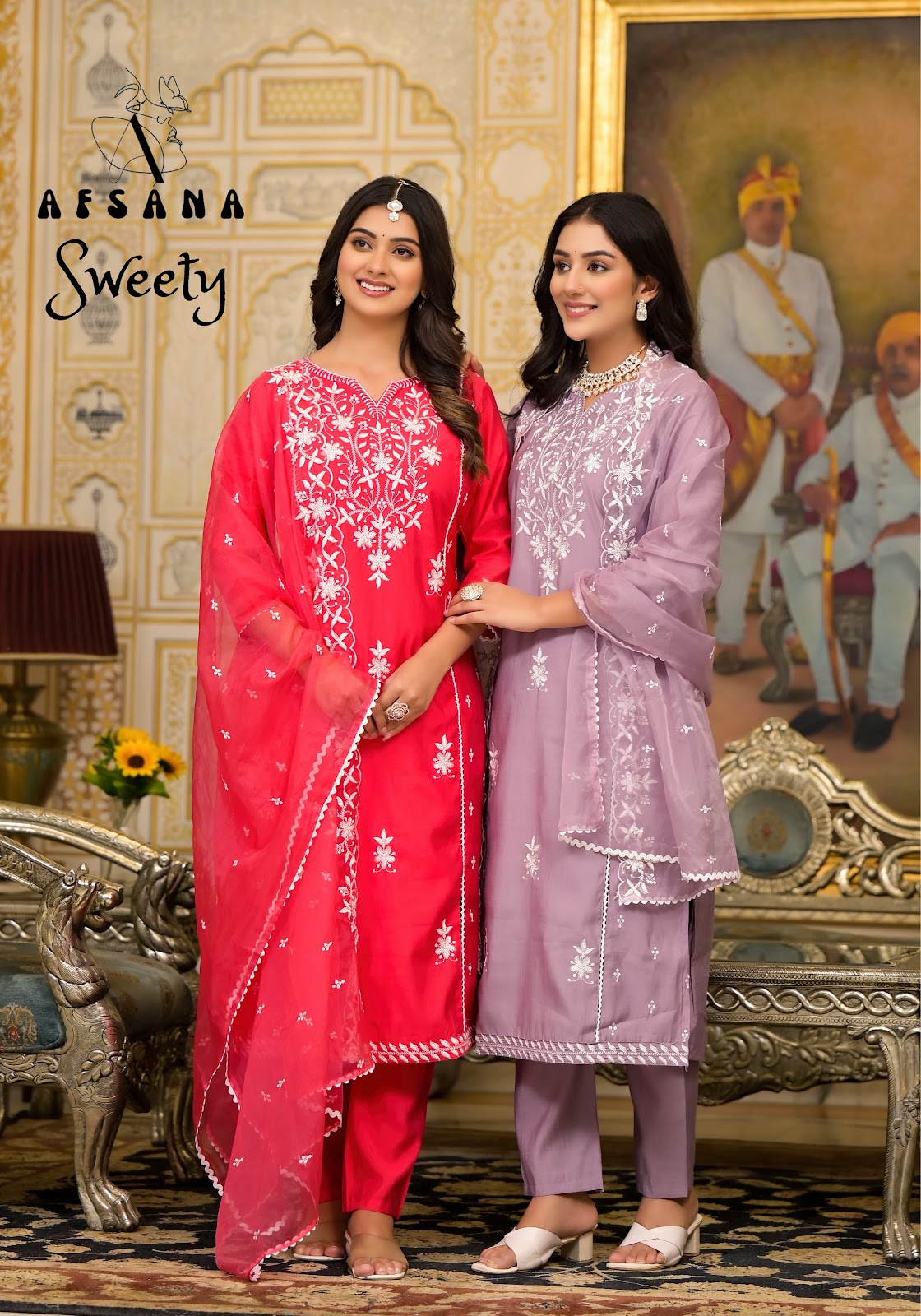 Sweety Afsana Roman Readymade Pant Style Suits Wholesale Price
